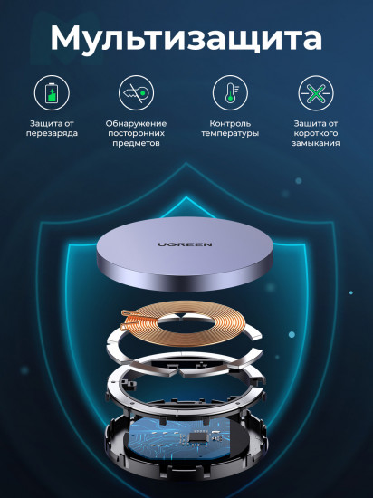 Беспроводное магнитное зарядное устройство UGreen Magnetic Wireless Charger
