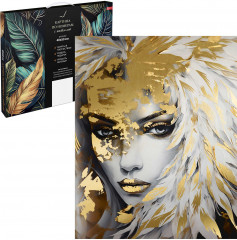 Картина по номерам «Девушка в перьях» - Фото 1