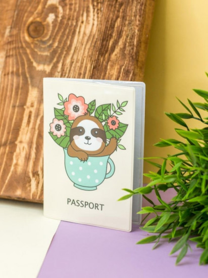 Обложка для паспорта «Sloth with flowers»