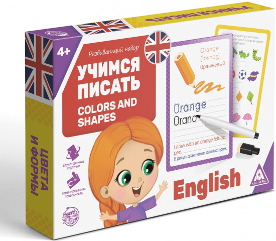 Игра настольная «Учимся писать. Colors and shapes»