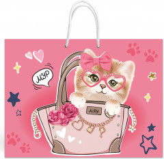 Пакет подарочный «Котики на розовом» - Фото 1