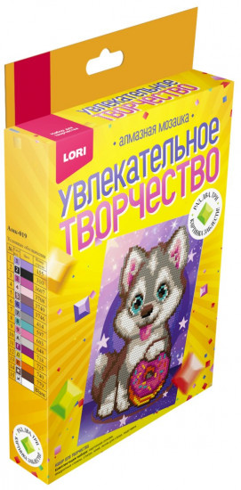 Алмазная мозаика «Хаски с пончиком»