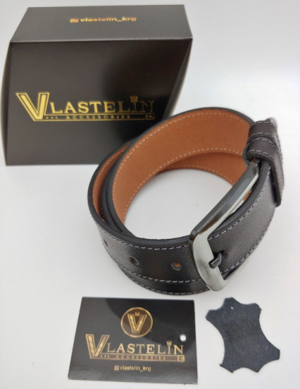 Ремень мужской «Italy Leather Black+Grey Belt»