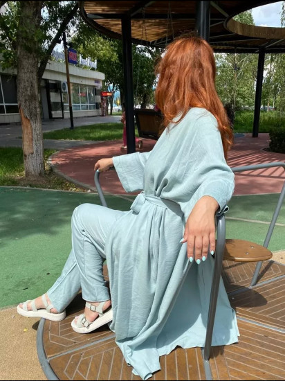 Ткань вискозная «Rayon» светлый серо-голубой, плотность 160 гр, отрез 1 метр
