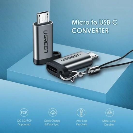 Переходник Ugreen MicroUSB(m) - USB 3.1(f) Type C US282 (50590)