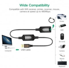 Кабель USB(m) — USB(f) удлинитель USB 2.0, 20m US121 (10324) - Фото 4