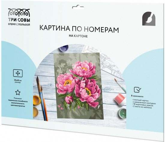 Картина по номерам «Розовые пионы»