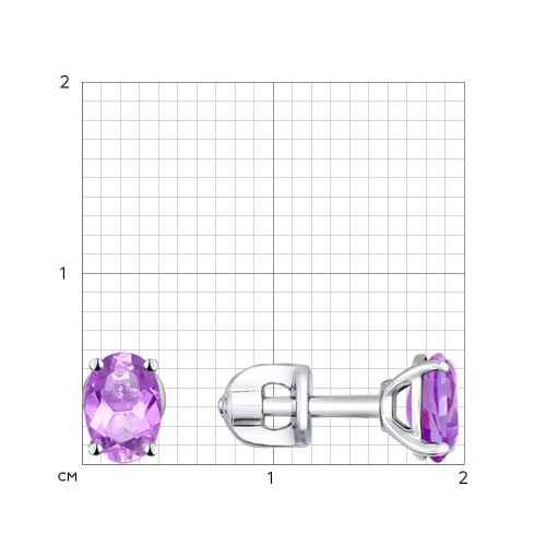 Серьги-пусеты из серебра с аметистами