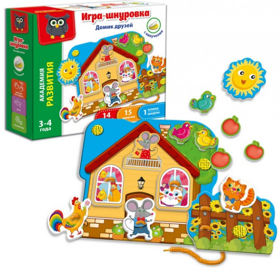 Игра-шнуровка с липучками «Домик друзей»