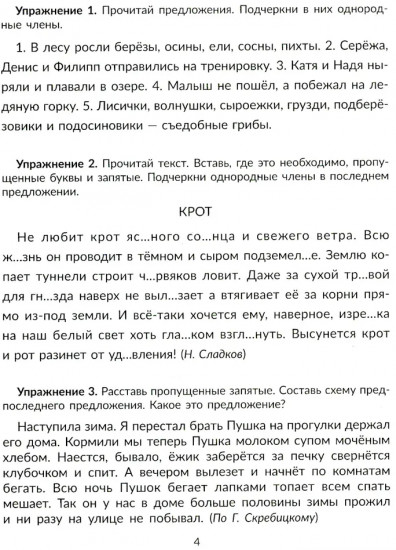 Упражнения на изучаемые правила русского языка. 4 класс. Все уровни сложности заданий с ответами для самопроверки