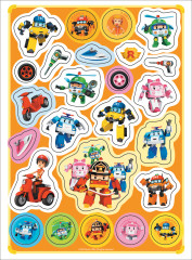 Робокар Поли. 100 наклеек (синяя) - Фото 1