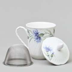 Кружка заварочная с ситом и крышкой «Васильки» - Фото 1