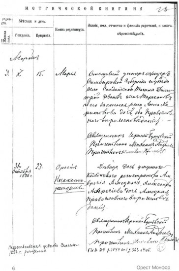 Орест Монфор. Судьба офицера