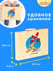 Набор для рисования в деревянном чемодане «Воздушные гонки» - Фото 4