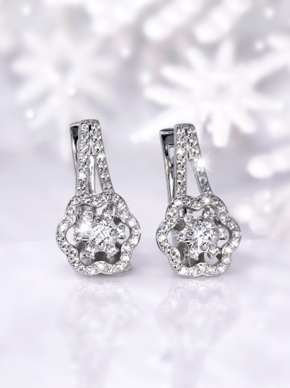 Серьги из серебра с фианитами