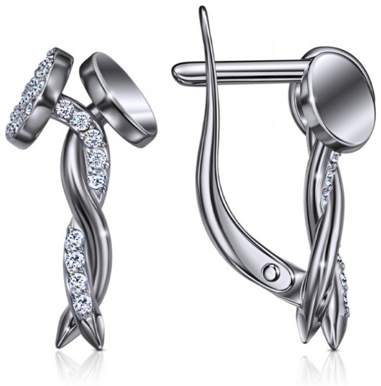 Серьги из серебра с фианитами