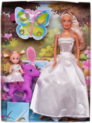 Набор игровой «Кукла в белом платье с куколкой-дочкой на пони» - Фото 1