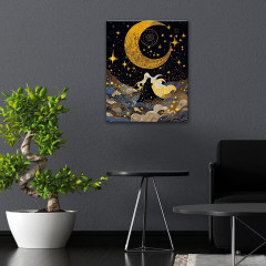 Картина по номерам с поталью «Черный холст Луноцвет и Чёрная Роза» - Фото 1