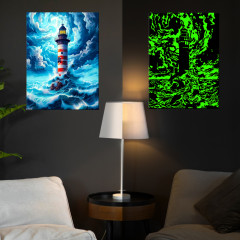 Картина по номерам со светящейся краской «Маяк во время шторма» - Фото 2