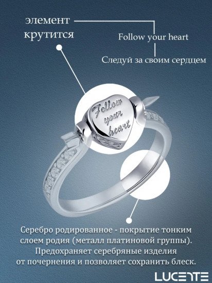 Кольцо из серебра с фианитами