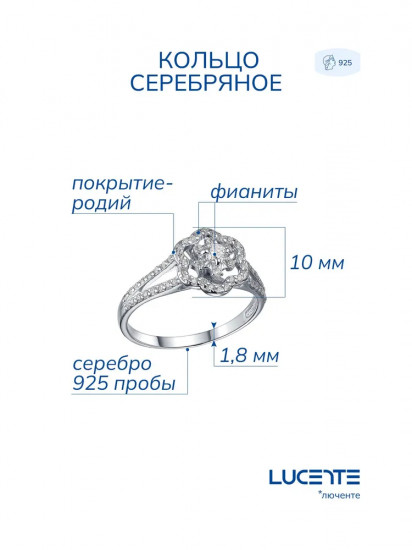 Кольцо из серебра с фианитами