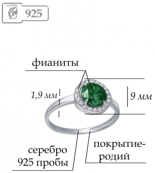 Кольцо из серебра с фианитами