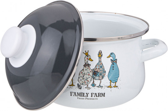 Кастрюля эмалированная с крышкой «Family farm»
