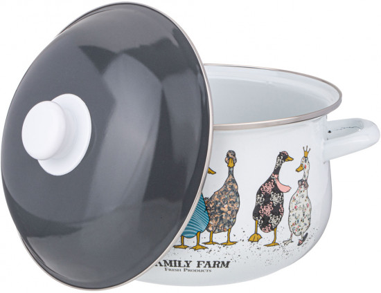 Кастрюля эмалированная с крышкой «Family farm»