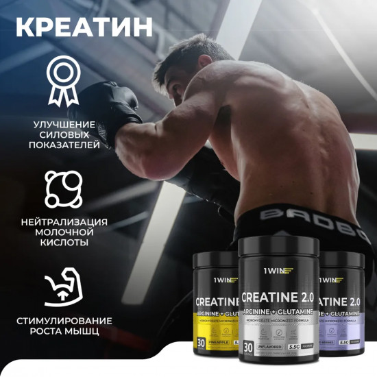 Креатин моногидрат с глютамином и аргинином со вкусом  лесных ягод