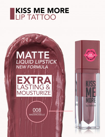 Помада для губ «Kiss Me More Lip Tattoo», тон 008 Mademoiselle