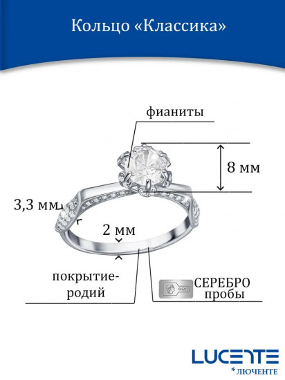 Кольцо из серебра с фианитом