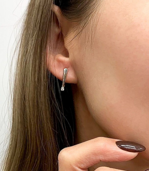 Серьги из серебра с фианитами