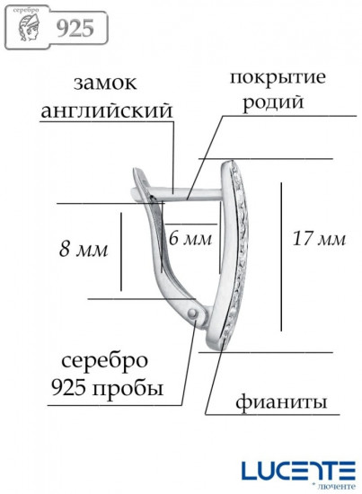 Серьги из серебра с фианитами
