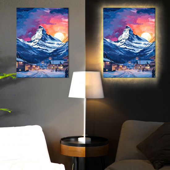 Картина по номерам с LED подсветкой «Швейцарский курорт»