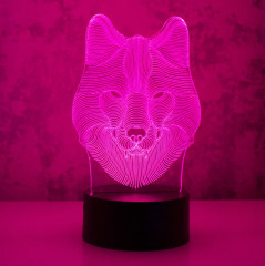 Ночник-светильник 3D светодиодный «Волк» - Фото 2