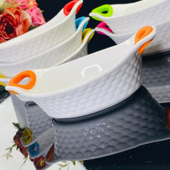 Набор овальных салатников с силиконовыми ручками «Жаропрочный фарфор» - Фото 1