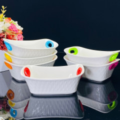 Набор прямоугольных салатников с силиконовыми ручками «Жаропрочный фарфор» - Фото 1