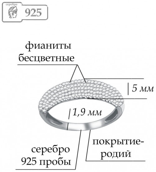 Кольцо из серебра с фианитами