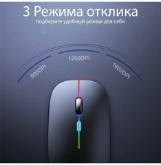 Мышь беспроводная бесшумная с подсветкой - Фото 4