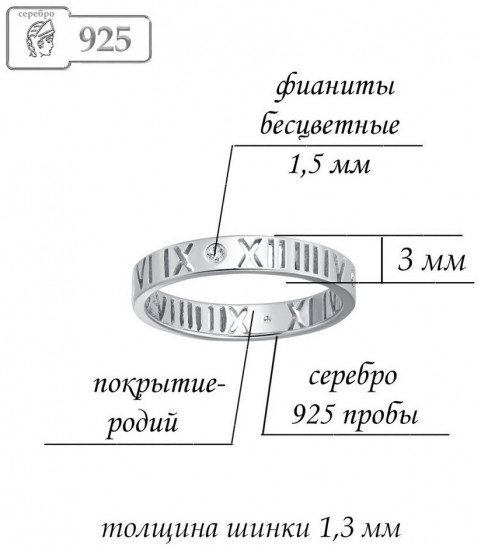 Кольцо из серебра с фианитами