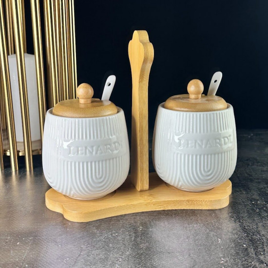 Набор банок для специй с ложками на подставке «Bamboo»