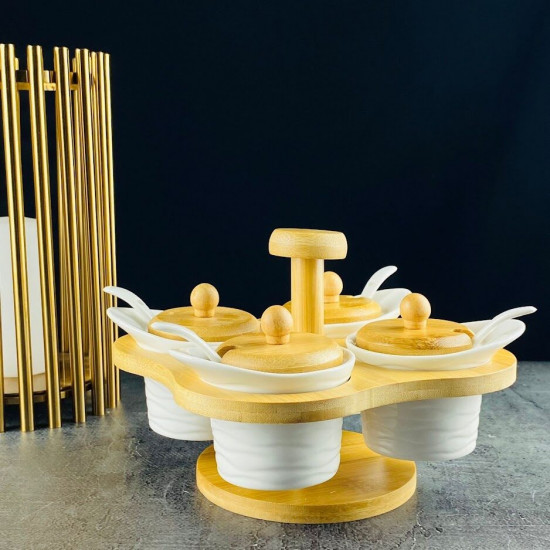 Набор банок для специй с ложками на подставке «Bamboo»