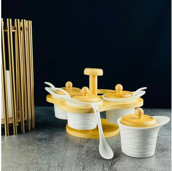 Набор банок для специй с ложками на подставке «Bamboo»