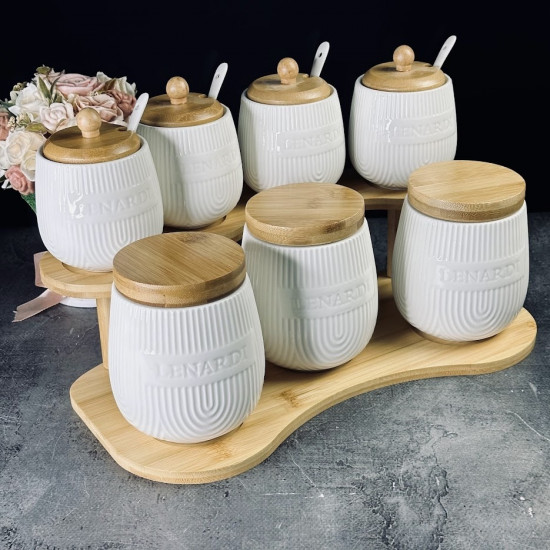 Набор банок с ложками и крышками на подставке «Bamboo»
