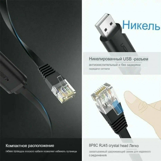 Кабель консольный USB(m) на RJ45(m) Ugreen CM204