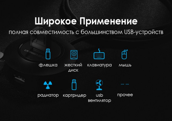 Концентратор Ugreen USB 2.0 4 port HUB CR106