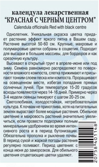 Календула лекарственная «Красная с черным центром»