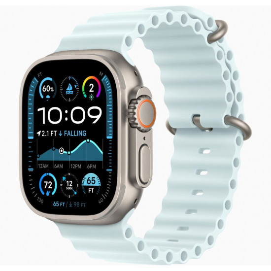 Ремешок для Apple Watch 49mm Ice Blue Ocean Band - Natural Titanium Finish