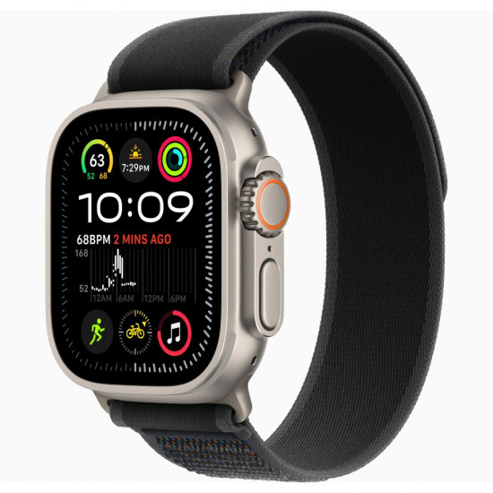 Ремешок для Apple Watch 49mm Black Trail Loop - M/L - Natural Titanium Finish
