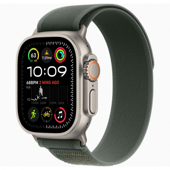 Ремешок для Apple Watch 49mm Green Trail Loop - M/L - Natural Titanium Finish